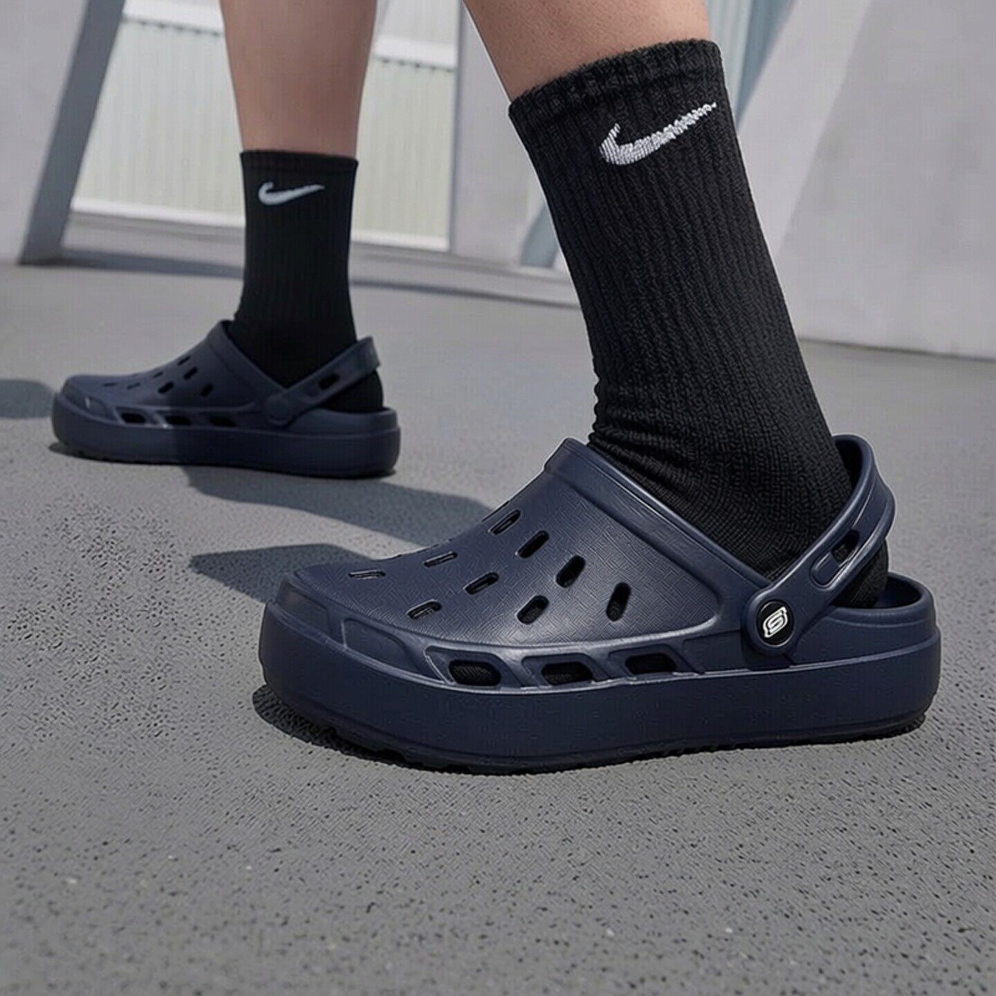 斯凯奇男鞋2026夏季洞洞鞋运动拖鞋户外凉鞋轻便沙滩鞋男士凉拖潮