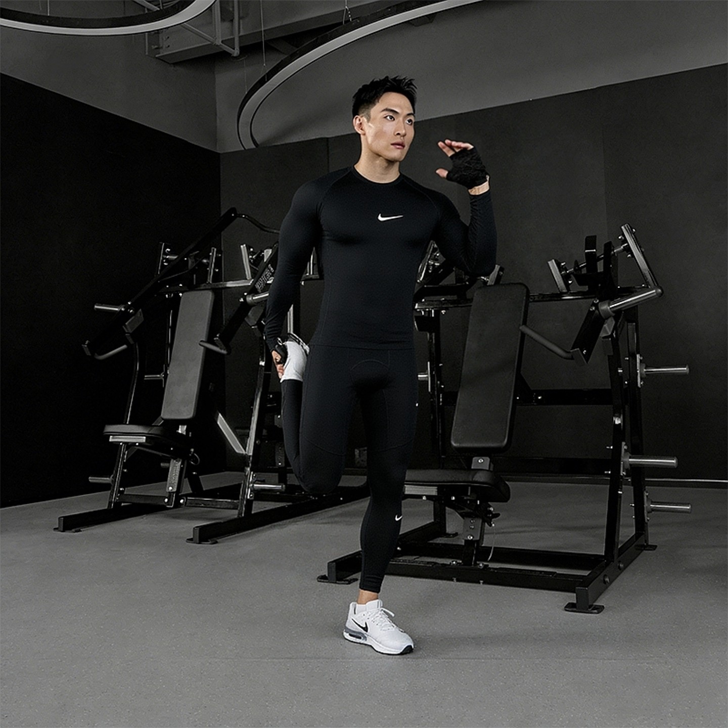 耐克NIKE健身运动套装男装2025新款男子训练紧身衣长袖T恤长裤子