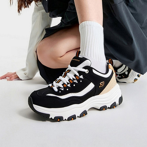 斯凯奇官方经典黑金熊猫鞋女鞋