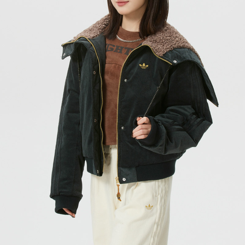 阿迪达斯三叶草女装棉服2026新年款保暖毛绒领运动服宽松连帽外套,运动服/休闲服装,运动棉衣,淘宝优惠券,粉丝福利购,淘宝优惠卷