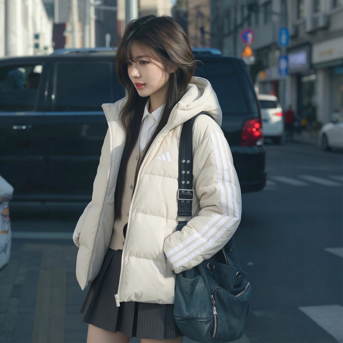 阿迪达斯羽绒服女装冬季新款官方正品运动服连帽羽绒服宽松外套