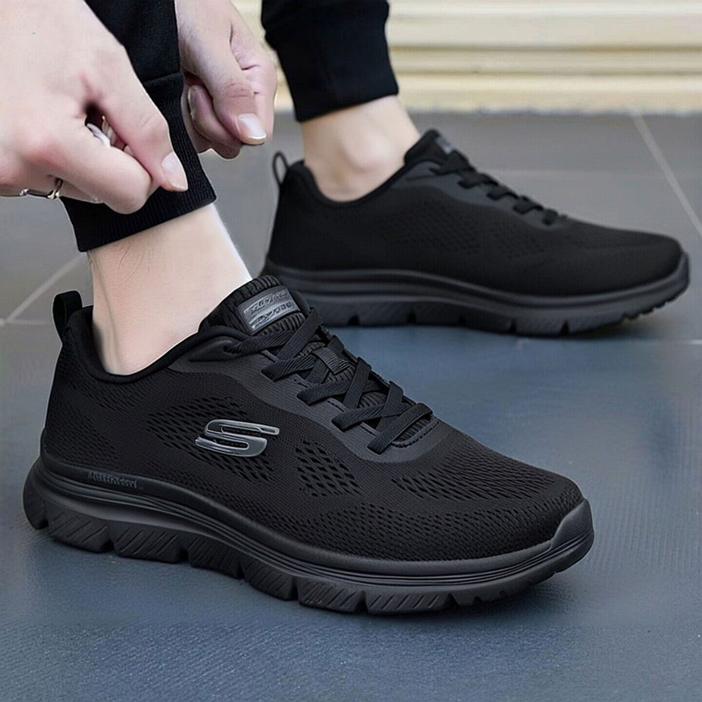 斯凯奇官方旗舰店男鞋夏季新款运动鞋黑武士爸爸鞋男休闲鞋跑步鞋