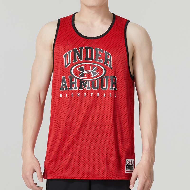 UA安德玛宽松篮球背心男装跑步运动服健身训练服圆领无袖T恤上衣