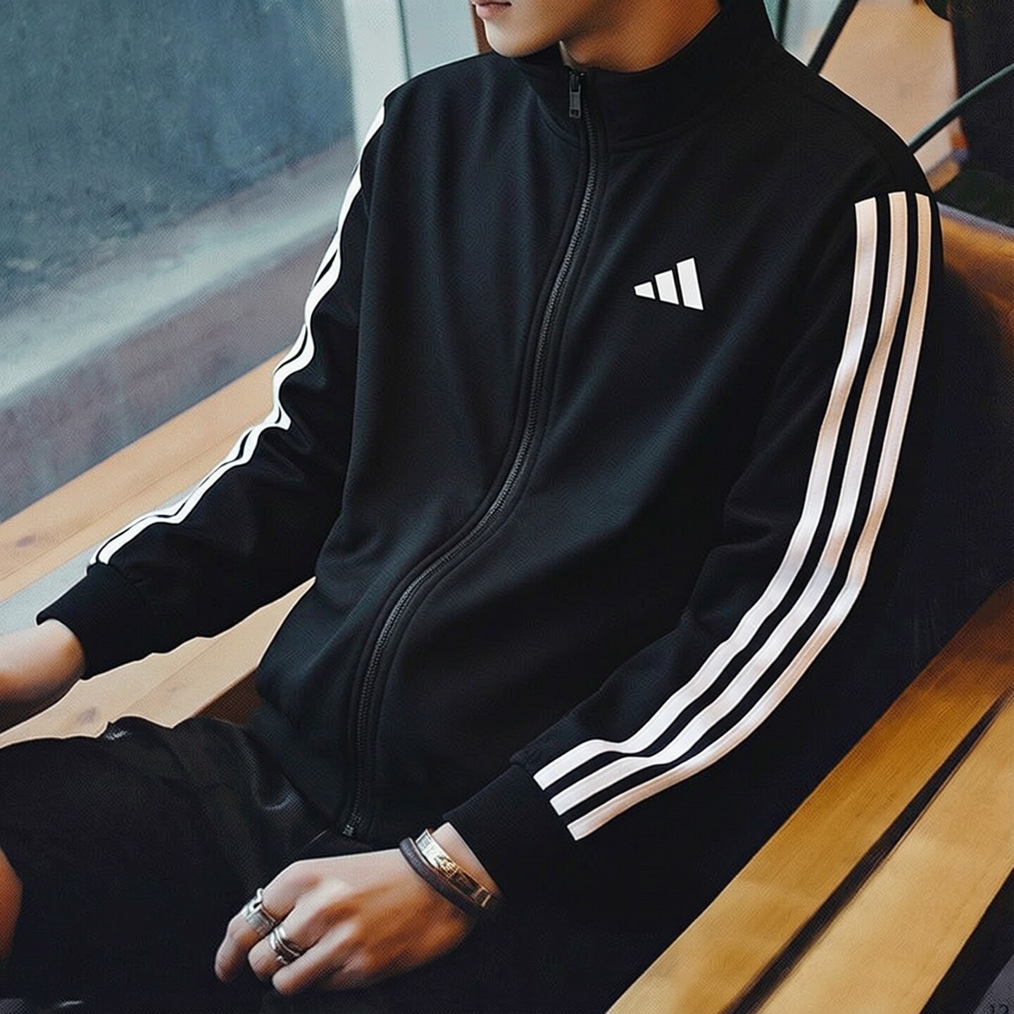 幸运叶子丨Adidas阿迪达斯立领外套男装运动服男士宽松休闲夹克