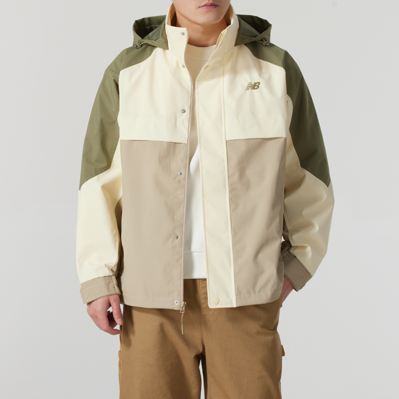New Balance梭织连帽夹克男2025秋季新款宽松运动服舒适拼接外套