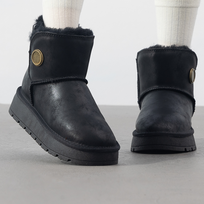 LANBU蓝步官方加绒保暖雪地靴女鞋黑色高帮靴运动鞋休闲鞋靴子潮
