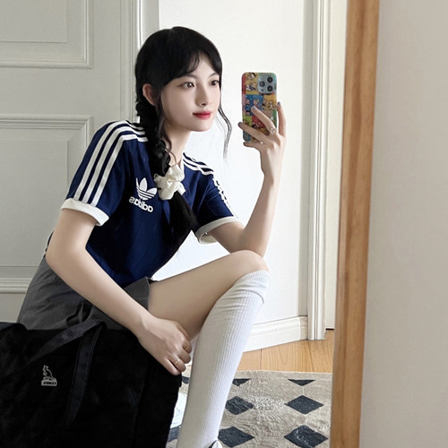 阿迪达斯三叶草短袖女夏季新款三条纹运动短袖男士纯棉T恤IA4850