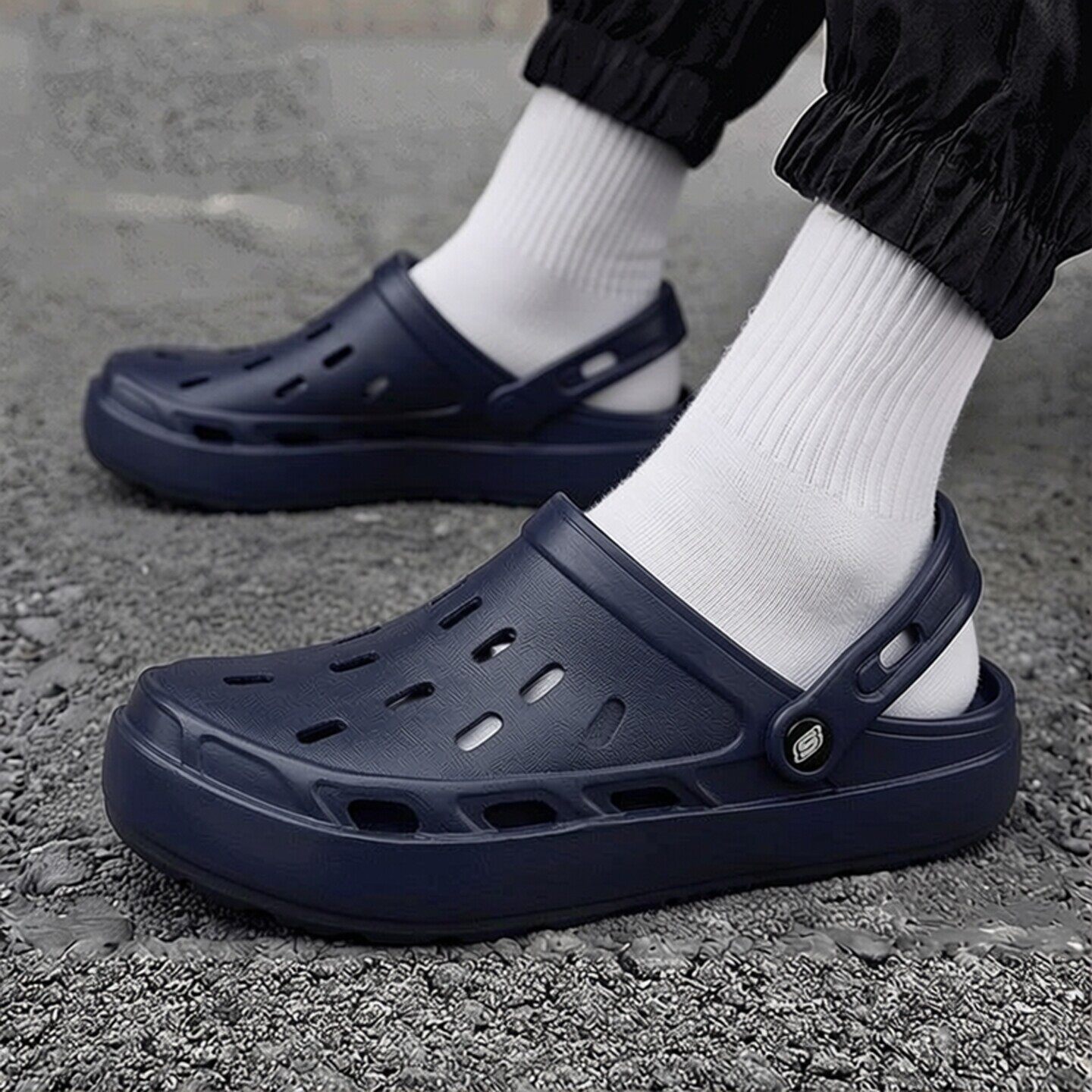 斯凯奇官方旗舰店男鞋洞洞凉鞋软底休闲鞋轻便运动鞋男士沙滩拖鞋