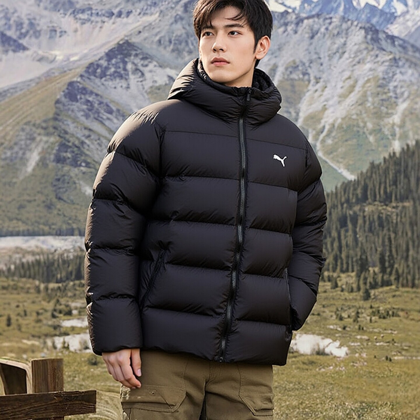 PUMA彪马正品男装保暖服冬季新款基础连帽户外运动服休闲上衣棉服