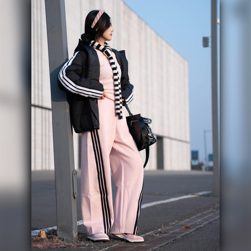 阿迪达斯运动套装女装男装冬季新款羽绒服打底长袖休闲长裤三件套