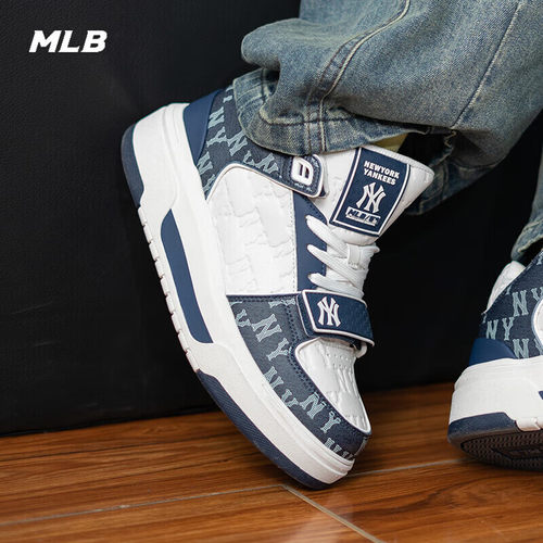 MLB官方 男鞋女鞋复古老花休闲板鞋厚底显高鞋子男女款 3ASXCMM4N