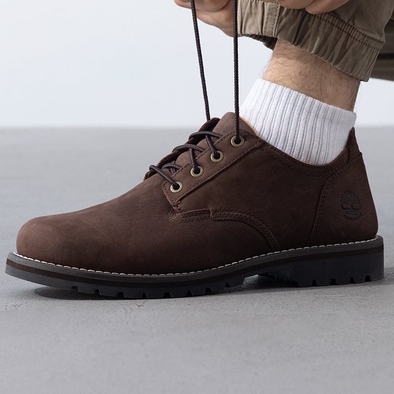 Timberland添柏岚棕色商务皮鞋男鞋秋季新款低帮休闲鞋男士通勤鞋