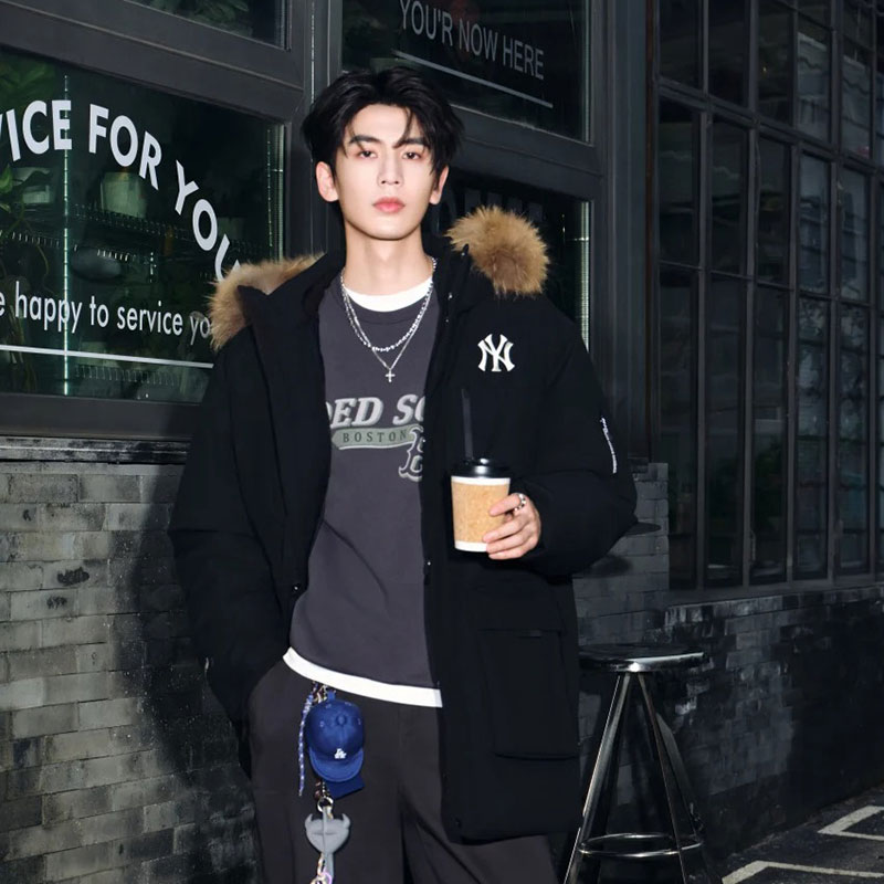 MLB户外派克羽绒服保暖加厚中长款2025冬季时尚情侣外套3ADJB0656