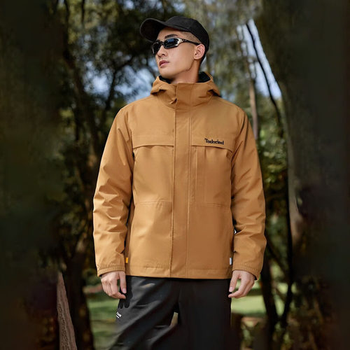 Timberland添柏岚户外薄款冲锋衣男夏季小麦色防风外套运动服夹克