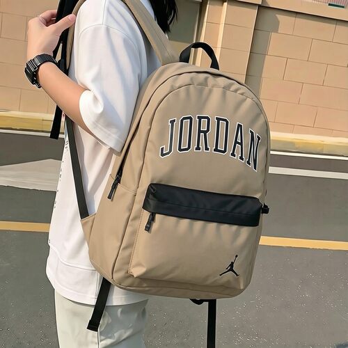 幸运叶子丨耐克Jordan双肩包卡其色背包学生书包大容量AJ运动包