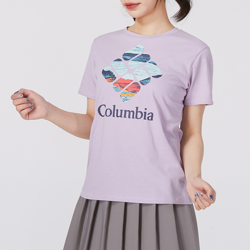 哥伦比亚快干T恤女装秋季新款透气休闲短袖跑步运动服上衣AR2191