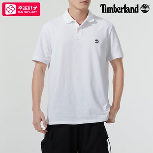 翻领T恤白色休闲运动服宽松半袖 Timberland添柏岚POLO衫 男士 短袖