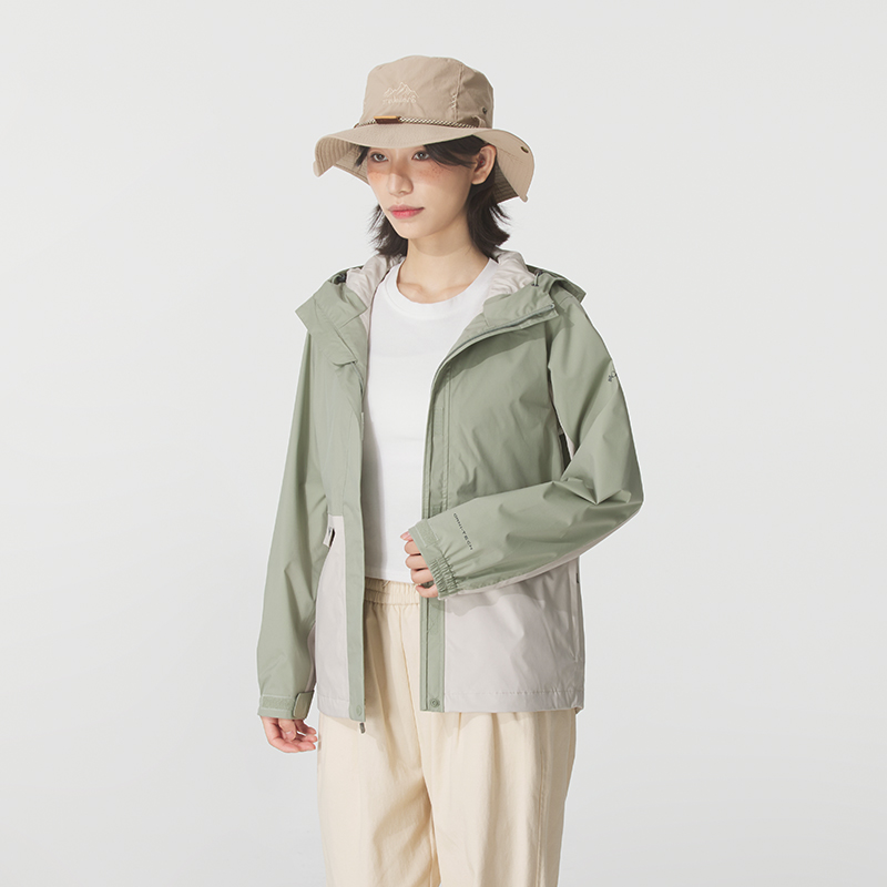 哥伦比亚连帽冲锋衣女装2025新款户外休闲运动服拼接舒适夹克外套