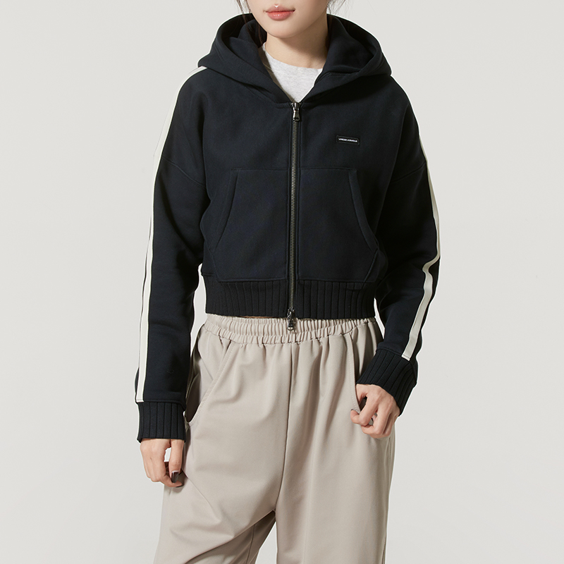 安德玛外套女装2025新款潮流时尚加绒保暖短款针织连帽夹克运动服