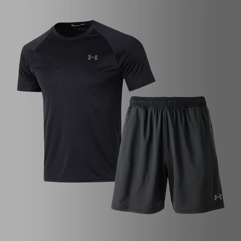 UA安德玛速干运动套装男士2025春季新款速干T恤健身训练短袖短