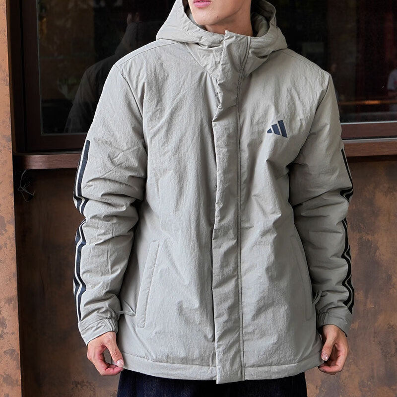 阿迪达斯棉服男2025冬季新款连帽运动夹克保暖防风休闲棉袄外套男