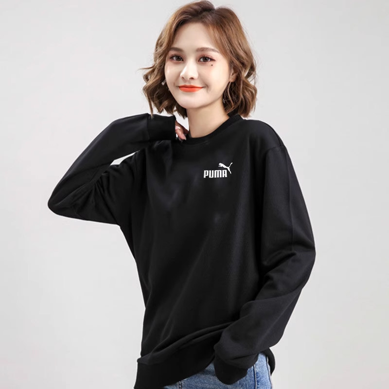 幸运叶子丨彪马卫衣女春秋新款黑色套头衫刺绣logo运动服上衣圆领