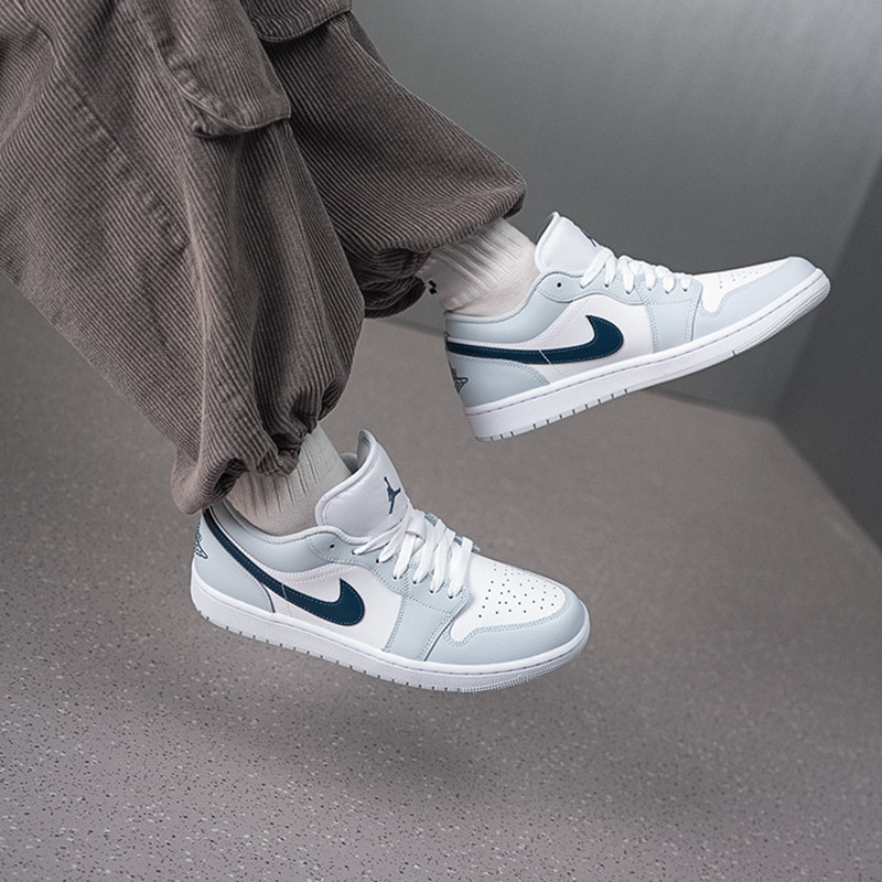 Nike耐克男鞋air Jordan 1 AJ1白蓝低帮复古运动