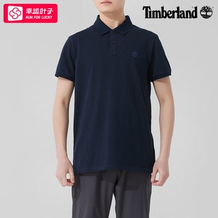 翻领T恤户外运动服潮 Timberland添柏岚官方男装 POLO衫 深蓝色短袖