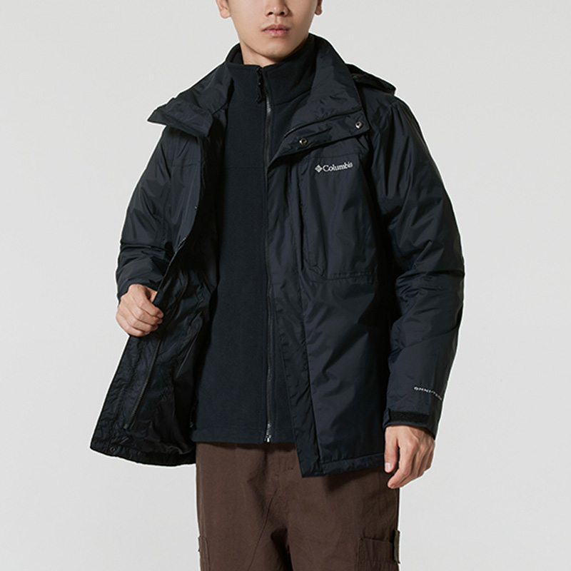 Columbia哥伦比亚三合一冲锋衣男装户外保暖抓绒衣内胆防水两件套