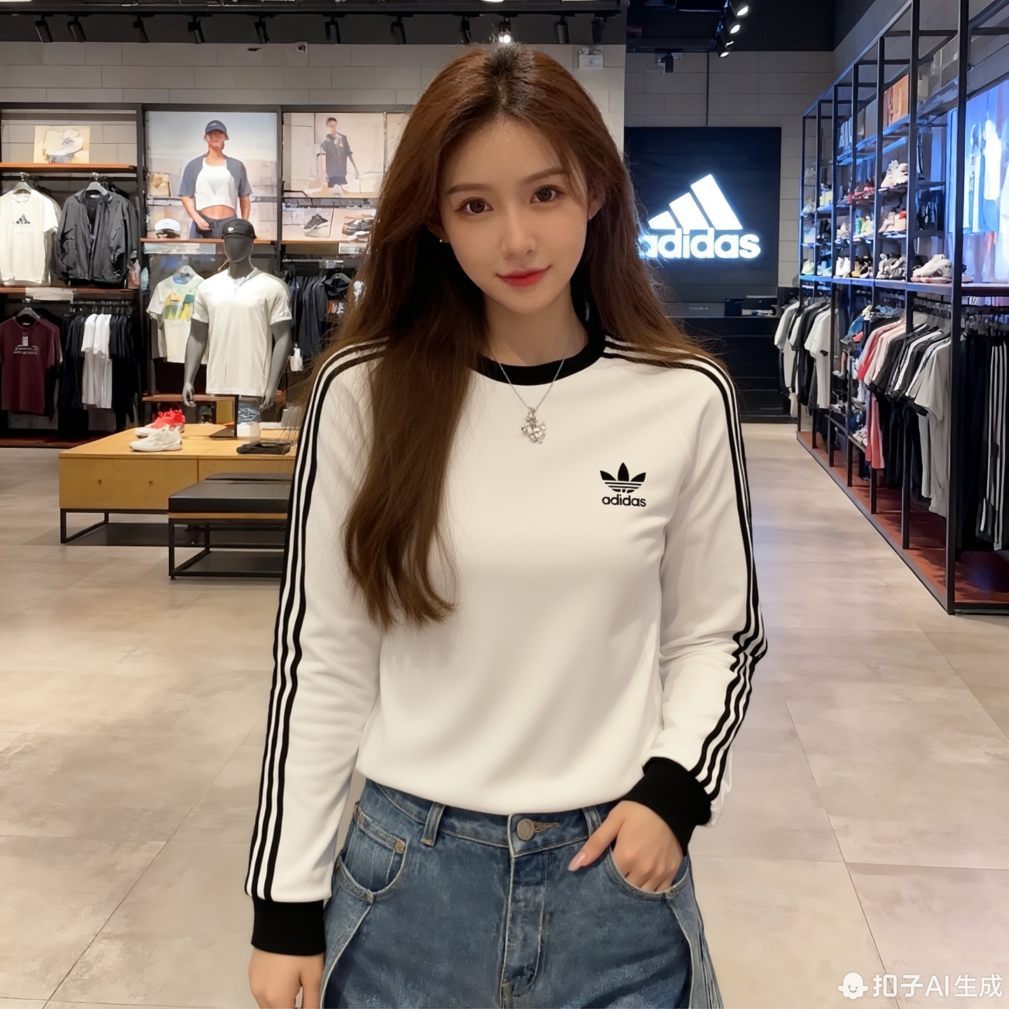 Adidas阿迪达斯正品白色时尚T恤2025秋季新款纯棉舒适衬衫IA4879