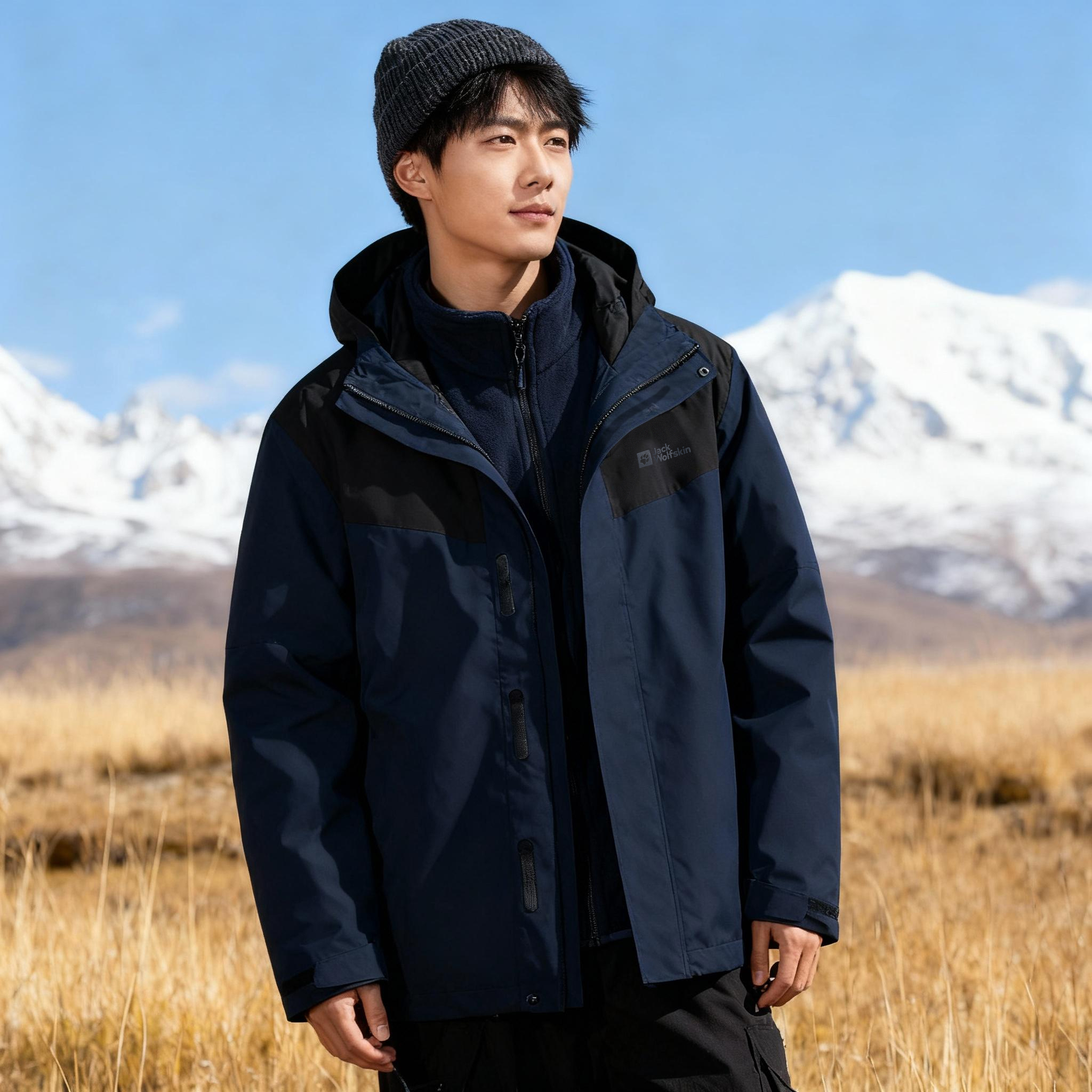 狼爪抓绒三合一冲锋衣秋冬户外休闲衣官方正品保暖夹克连帽外套男