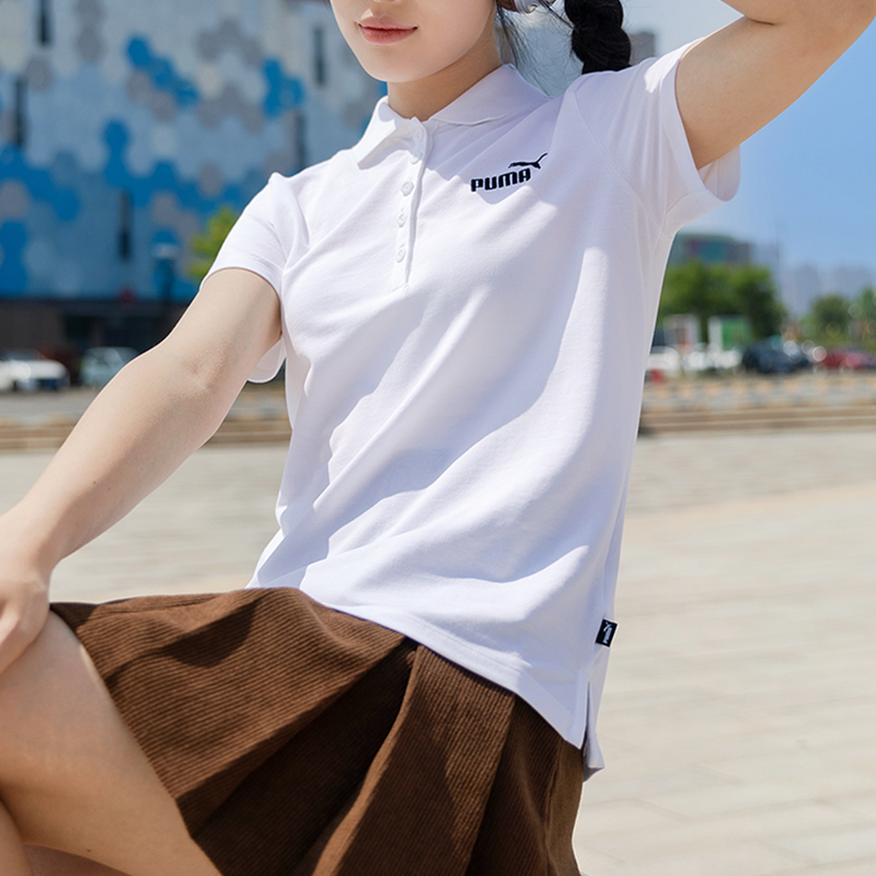 PUMA彪马白色翻领POLO衫女25年夏季新款短袖休闲衣半袖T恤630564