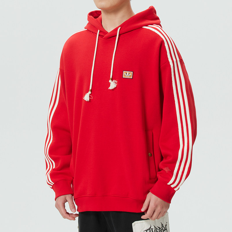 阿迪达斯三叶草男装新年款马年红色连帽卫衣运动服休闲针织套头衫,运动服/休闲服装,运动卫衣/套头衫,淘宝优惠券,粉丝福利购,淘宝优惠卷