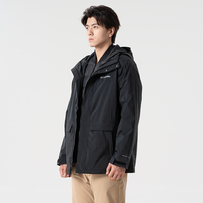 哥伦比亚户外冲锋衣男冬季新款夹棉内胆三合一夹克防风外套运动服