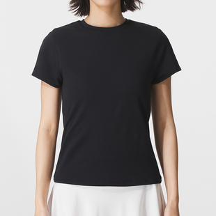 UA安德玛黑色圆领短袖女装女子跑步运动服健身训练服透气T恤半袖