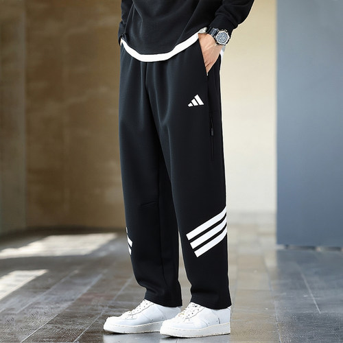 阿迪达斯官方正品长裤男裤夏季新款针织运动裤三条纹休闲裤JD4889