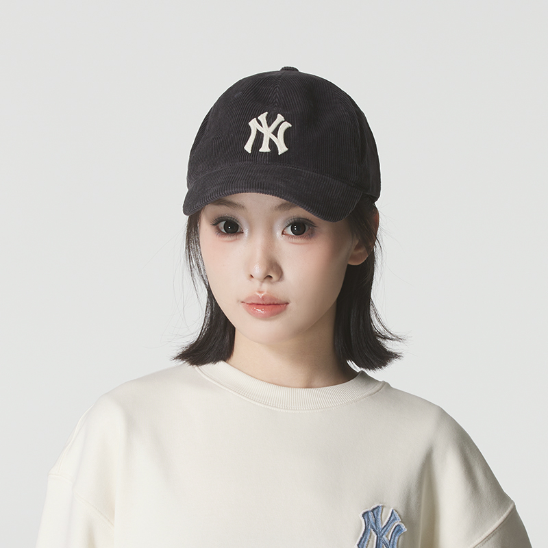 MLB男女情侣款25冬季灯芯绒时尚潮流运动鸭舌帽棒球帽3ACPWC156