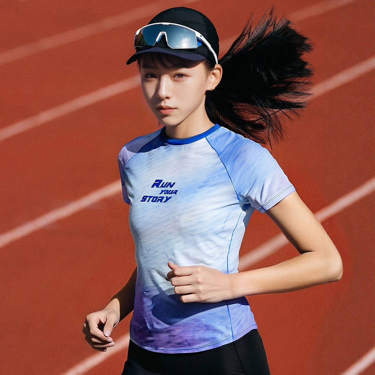 LANBU蓝步圆领短袖女2025夏季新款训练跑步运动服透气舒适半袖T恤