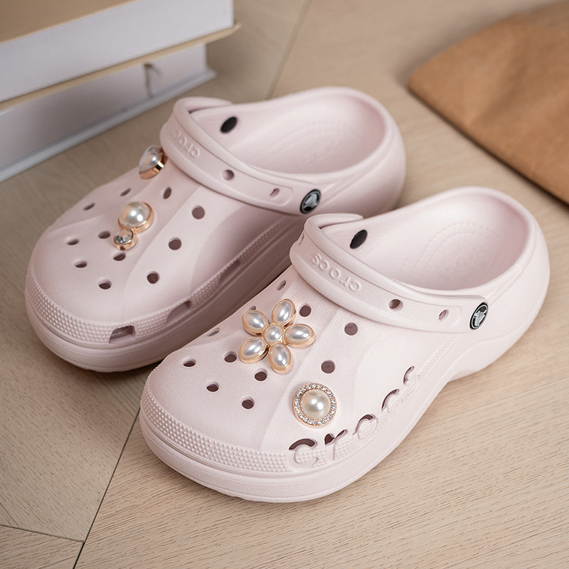 CROCS卡骆驰洞洞鞋贝雅云彩女鞋厚底运动鞋户外拖鞋女士粉色凉鞋