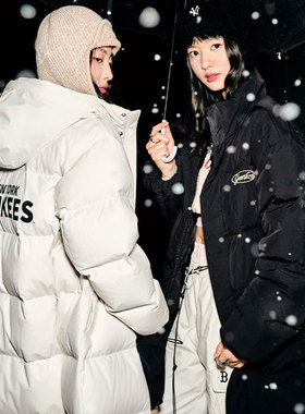 MLB官方张康乐同款 男女防水鹅绒保暖长款羽绒服25冬季新款DJV40