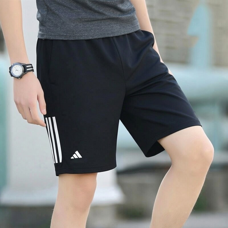 阿迪达斯短裤男裤夏季黑色运动裤透气快干休闲梭织五分裤HR8726