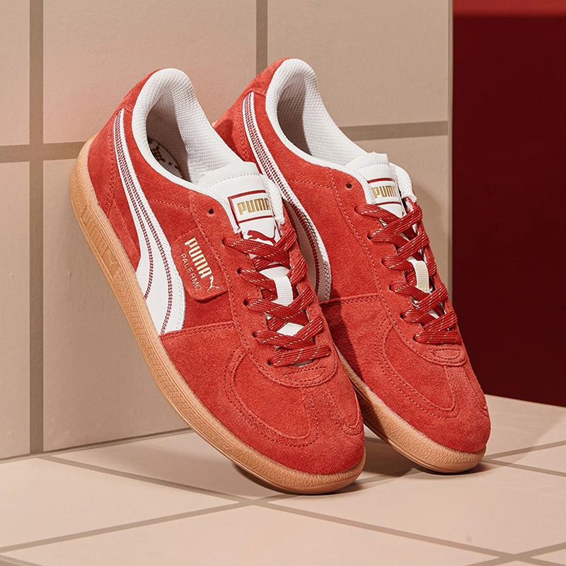 【德训鞋】PUMA彪马男女磨毛皮革红色本命年T头板鞋PALERMO401856
