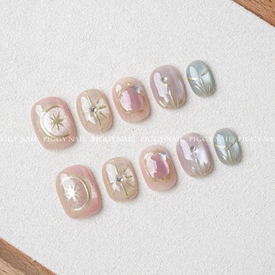 【赫拉】纯手工穿戴甲手绘跳色猫眼日常显白美甲