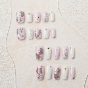 Piggy【紫色珐琅花】手工穿戴甲日常显白高级轻奢手绘珐琅花