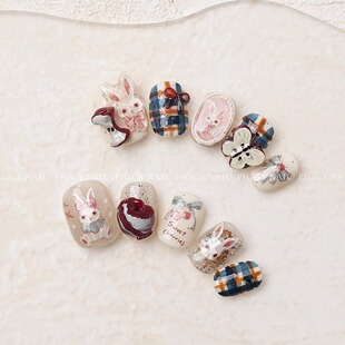 【爱丽丝兔兔】纯手工穿戴甲可爱卡通短甲 | 贴纸饰品随机搭配