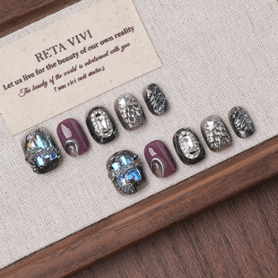 Piggy【爵迹】纯手工穿戴甲短甲锆石小众ins风短方圆显白短甲