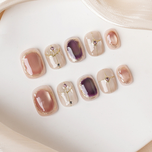 Piggy【雅典娜】纯手工穿戴甲手绘复古希腊风短款日常气质显白甲