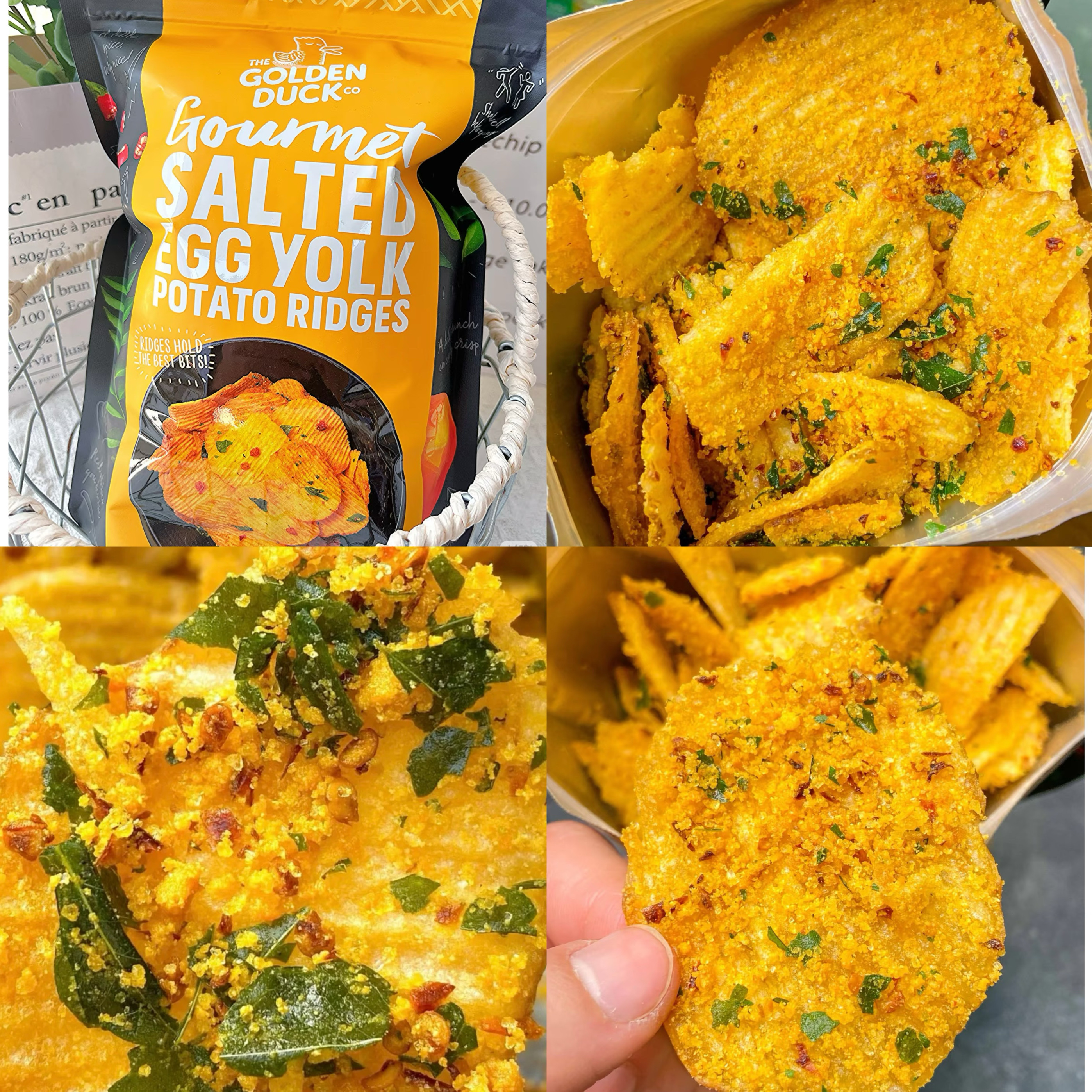 冲鸭！金鸭新加坡奶油咸蛋黄薯片香脆黄波浪薯片脆片休闲零食