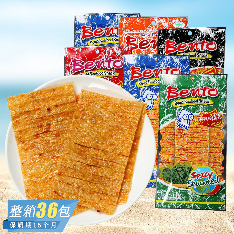 泰国711进口零食bentu鱿鱼辣片甜辣香辣蒜香海苔特辣味20g网红辣