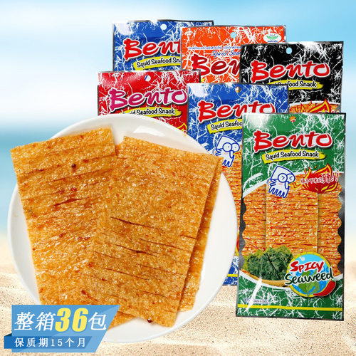 泰国711进口零食bentu鱿鱼辣片甜辣香辣蒜香海苔特辣味20g网红辣